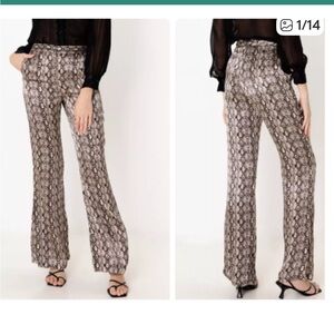 Zara Women's Satin Snake Print Pants, NWT, M